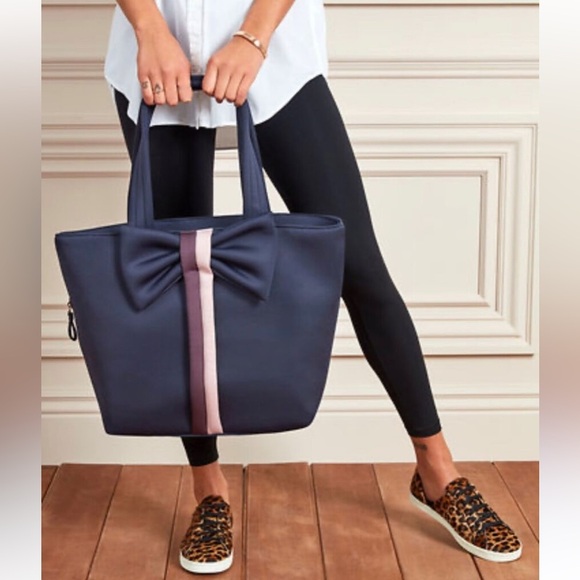 Stella  Dot Crush It Bow Navy and  pink Tote bag - Picture 13 of 13